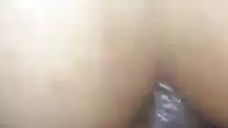 فراشة مشعرة بنية تأخذ قضيبًا كبيرًا بعمق